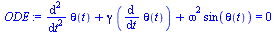 `+`(diff(diff(theta(t), t), t), `*`(gamma, `*`(diff(theta(t), t))), `*`(`^`(omega, 2), `*`(sin(theta(t))))) = 0