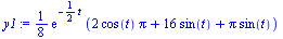`+`(`*`(`/`(1, 8), `*`(exp(`+`(`-`(`*`(`/`(1, 2), `*`(t))))), `*`(`+`(`*`(2, `*`(cos(t), `*`(Pi))), `*`(16, `*`(sin(t))), `*`(Pi, `*`(sin(t))))))))