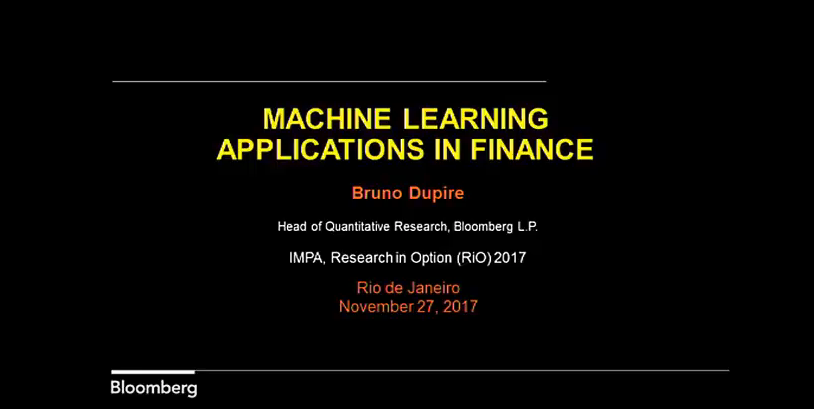 Machine Learning Applications in Finance presentation slide